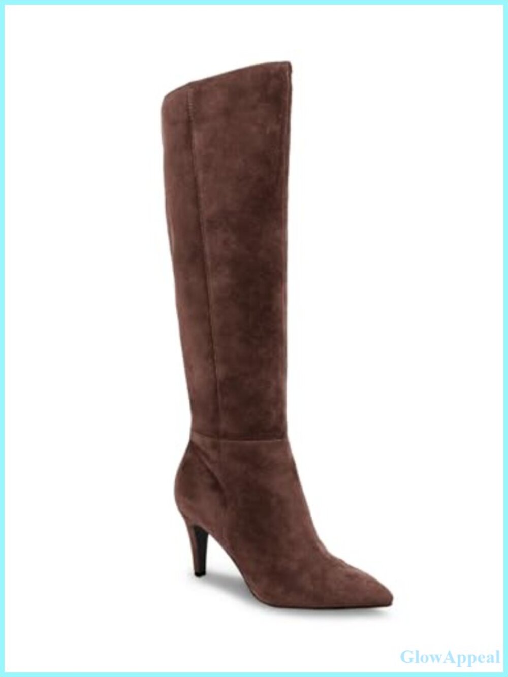 Womens Wide Calf Knee High Stiletto Boots Faux Suede Pointed Toe Side Zip